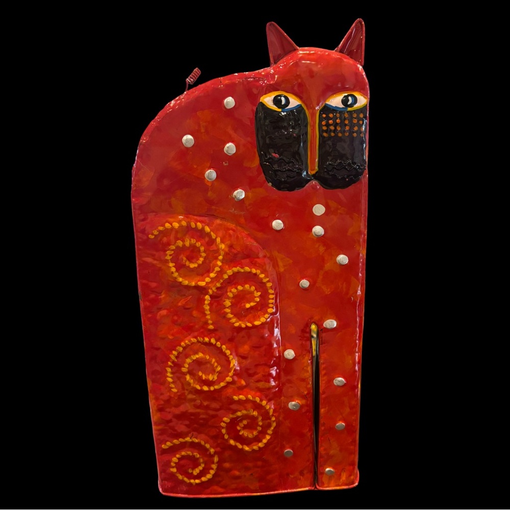 Vintage Folk Art 12” Cat Figurine
